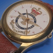 Alfex Royal Air Force Gold Dial Tan Strap Luxury Wristwatch Woman's* Swiss Made