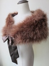 Real Ostrich Feather Fur Shrug Cape Bride Wedding Party Shawl Wraps Dark brown *