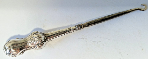 Antique silver button hook - silver,