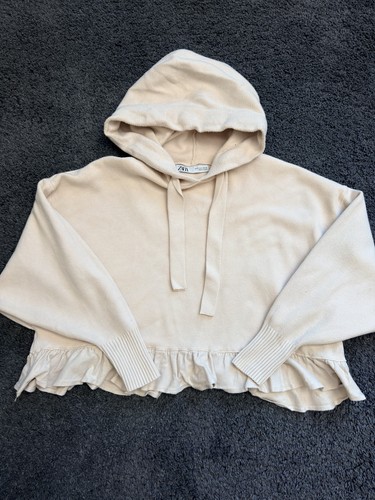 Zara cropped cream hoodie - cropped,