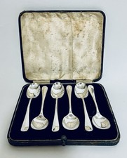Set of 6 Antique Solid Sterling Silver Teaspoons Tea Spoons in Box 1933