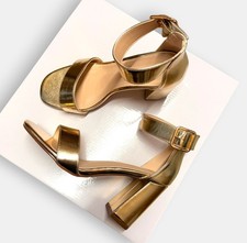 Ladies Gold Ankle Strap Block