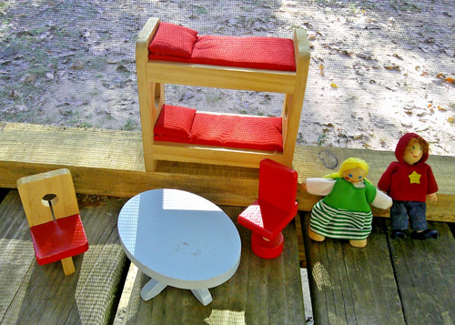 Wooden doll house - doll, dolls