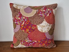 Handmade scatter cushion cover vintage 1970s bark cloth Heather Brown Heals