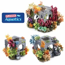 Classic Aquatics Cube Habitat Coral Plants Aquarium Fish Tank Ornament S/M/L
