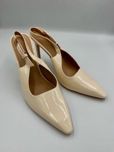 Cream nude patent leather - nude,
