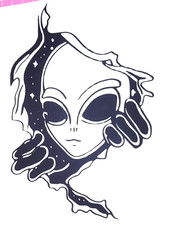 1x Alien Peeper Vinyl Sticker
