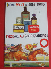 BAMFORTH SAUCY RUDE  Comic postcard LAXATIVES HORSE RACING GOOD RUNNERS