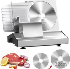 Meat Slicer Machine 2 x 22cm Stainless Steel Blades for Home,