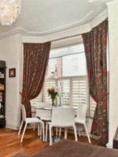 1 Pair of Curtains Double Pinch Pleat For Bay Window Kyoto Flower Fabric