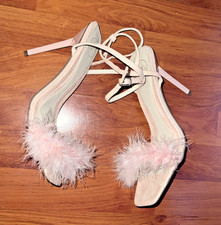 Pink Fluffy High Heel  Sandal
