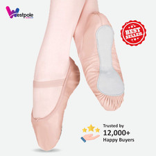 WESTPOLE Ballet Shoes Pink Leather Full Sole Child Adult Sizes – Dance Shoes