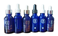 6 X 30ml Neal's Yard Empty Blue Glass Serum/Oil Dropper Bottles