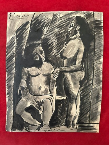 Picasso drawing old paper - on,
