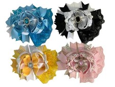 Hair Bow Hair Clip Diamante Lace Boutique Bow Yellow Blue Black Pink UK ??
