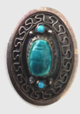 Art Dec Scarab Egyptian Revival Brooch Or Pendant 935 Silver With 2 Turquoise