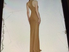 Skims (Kim Kardashian) Brown Metallic Ribbed Maxi Tank Dress Size Large