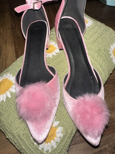 Asos size pink velvet pompom - 6,