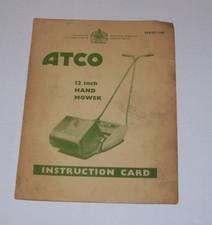 ATCO 12 inch HAND MOWER SERIES 1264 INSTRUCTION CARD Pub no I/B 65 HX
