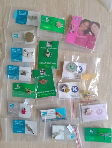 Rspb and charity badges off - charity, badges,on,off