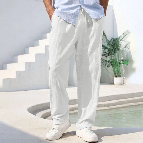 Men cotton linen straight - men's,