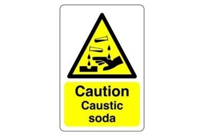 Caution caustic soda sign - soda,