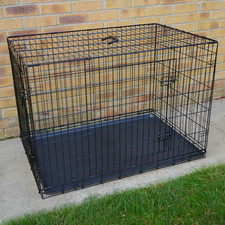 Dog Crate 2 Door Home or Travel Folding Metal Cage / Kennel in Black - Size XS-L