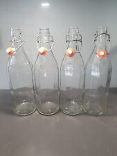 4 x Oxford Table Water Bottle 1 Litre - Clip Top Glass Bottle - Il Casolare Oil