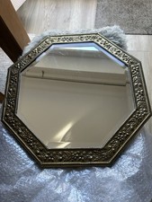 Art Deco Brass Framed Octagonal Bevelled Mirror