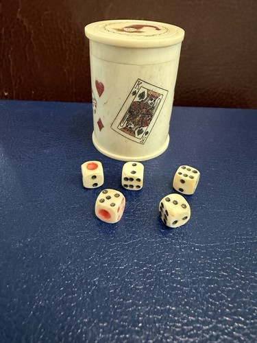Miniature bone dice shaker - bone,