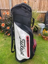 Titleist Stadry Waterproof Golf Bag, 14-way divider. Black and red with grey pan