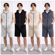 Mens Sleeveless Hoodie Shorts