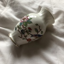 Aynsley Pembroke Fine Bone China White & Blue Floral Small Bud Vase 9cms