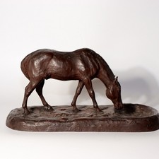 Japanese Bronze Horse Figurine Drinking Horse Sculpture Signed 23cm Wide BOS913