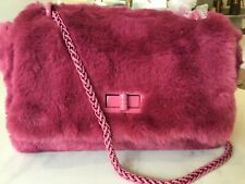 NEW Bessie London Purple FauxFur Handbag cross body fluffy bag chain strap