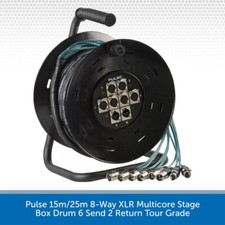 Pulse 15m/25m 8-Way XLR Multicore Stage Box Drum 6 Send 2 Return Tour Grade