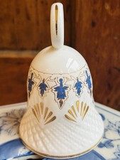 Vintage Harleigh Gold Gilt Blue White Bone China Dinner Bell 3.75"