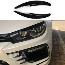 For VW Scirocco R GTS 2008-2017 Front Gloss Black Headlight Eyelid Eyebrow Trims