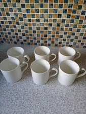 SET 6 WHITE PLAIN PORCELAIN MUGS 8.5CM DIAM 9CM HIGH STRAIGHT SIDE