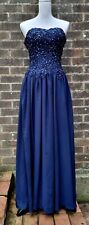 Mascara Long Sleeveless Navy Blue Prom Bridesmaid Dress Size UK 6