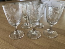 Antique Set Of 5 Etched Floral