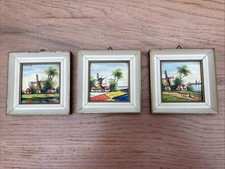 3 Hand Painted Ceramic Tiles