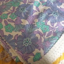 Vtg 60s Bedspread Dbl KS Lilac Turquoise Floral Psychedelic