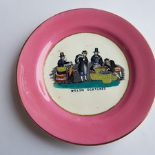 Antique Welsh Costumes Ceramic Plate 15cm Wales Pink traditional national dress