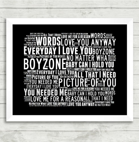 Boyzone art print typography - boyzone,
