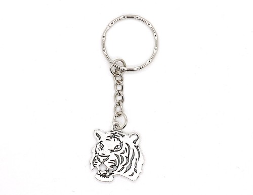 Tiger head silver keyring - head,