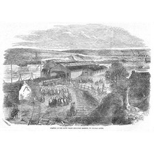 MILFORD HAVEN Opening of the South Wales Railway Extension - Antique Print 1856