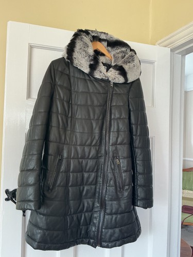 Ladies leather and rabbit fur