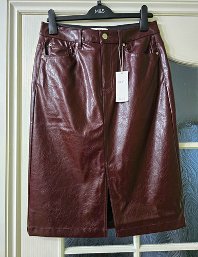 Marks spencer burgundy faux - &,