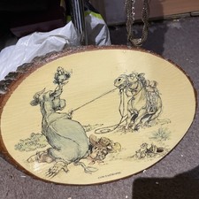 Vintage cow tastrophe Wood Wall Plaques Tree Slab Log Slice cartoon rare